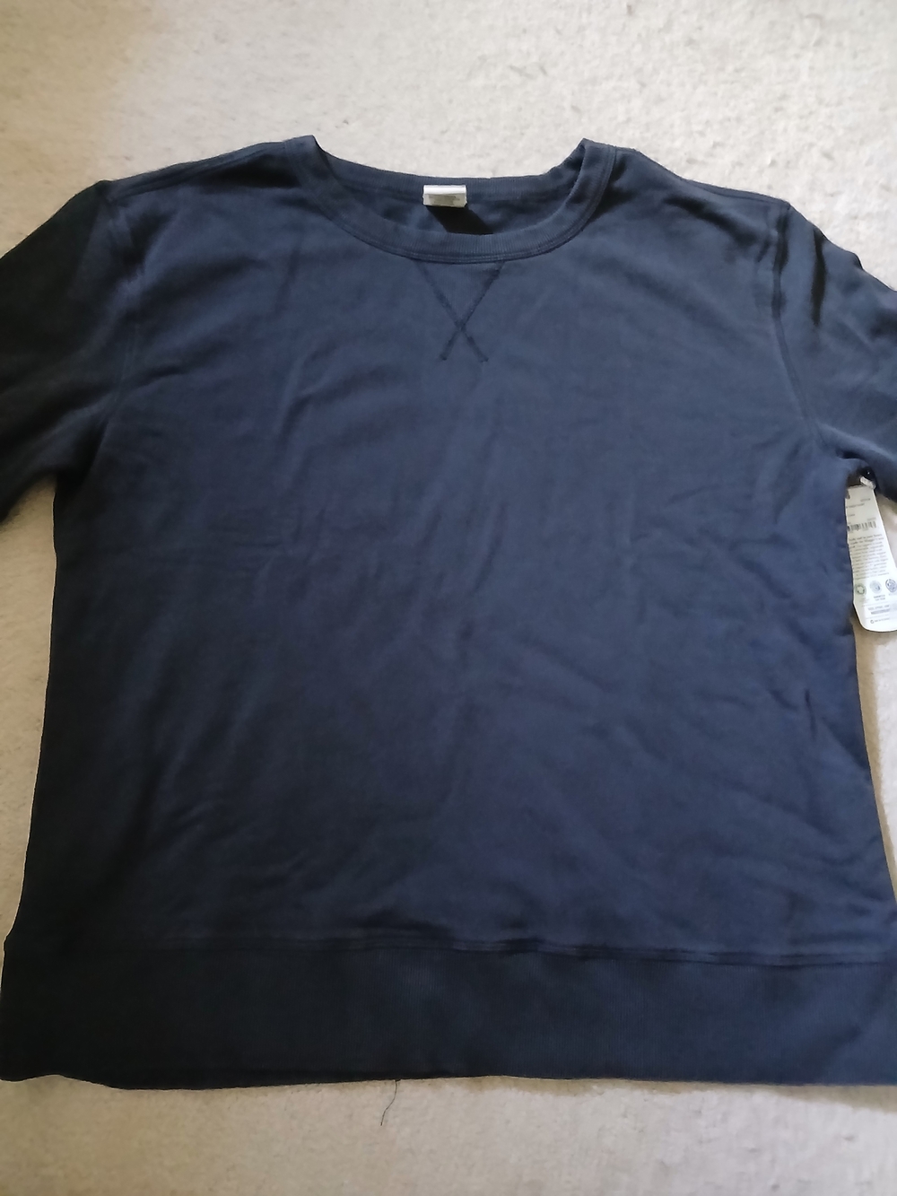 Men Classic Navy Crewneck Sweatshirt Large